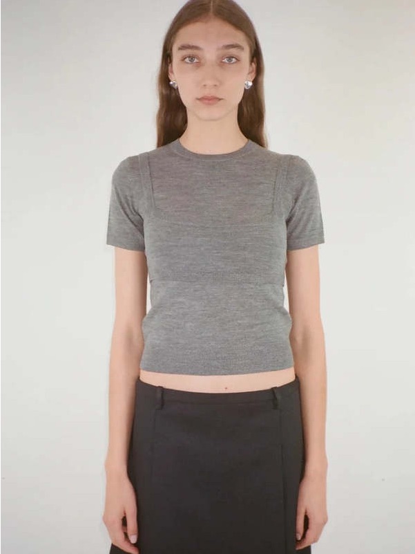 Sandy Liang Gray Layered Sweater Tee